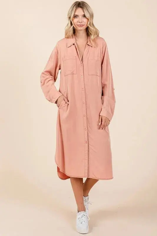 Mittoshop Button Down Long Sleeve Shirt Dress for Women - Love Salve